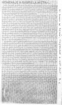Homenaje a Gabriela Mistral