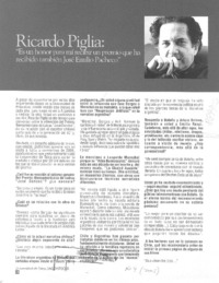 Ricardo Piglia: "Es un honor para mí recibir un premio que ha recibido también José Emilio Pacheco"