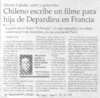 Chileno escribe un filme para hija de Depardieu en Francia