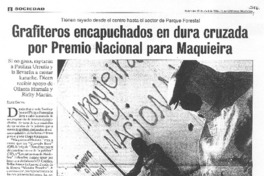 Grafiteros encapuchados en dura cruzada por Premio Nacional para Maquieira