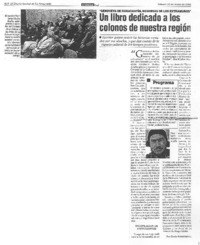 Un libro dedicado a los colonos de nuestra región