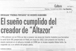 El sueño cumplido del creador de "Altazor"