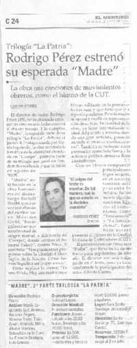 Rodrigo Pérez estrenó su esperada "Madre"