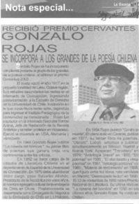 Recibió Premio Cervantes Gonzalo Rojas se incorpora a los grandes de la poesía chilena