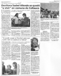 Escritora Isabel Allende se quedó "a vivir" en comuna de Coltauco