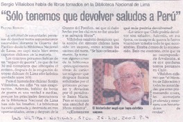 "Sólo tenemos que devolver saludos a Perú"