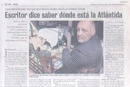 Escritor dice saber donde está la Atlántida (entrevistas)