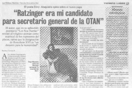 "Ratzinger era mi candidato para secretario general de la OTAN" (entrevistas)