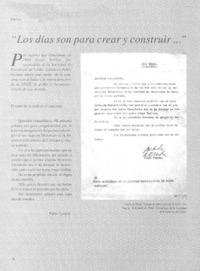 "Los días son para crear y construir..."