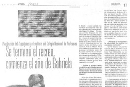 Se terminó el recreo, comienza el año de Gabriela