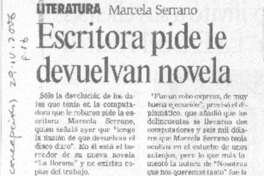Escritora pide le devuelvan novela