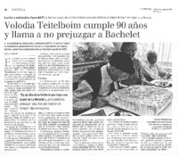 Volodia Teitelboim cumple 90 años y llama a no prejuzgar a Bachalet