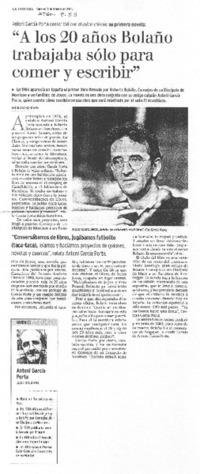 A los 20 años Bolaño trabajaba sólo para comer y escribir