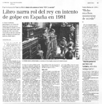 Libro narra rol del rey en intento de golpe en España en 1981