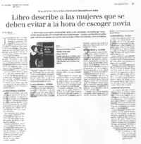 Libro describe a las mujeres que se deben evitar a la hora de escoger novia