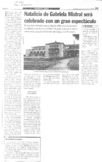 Natalicio de Gabriela Mistral será celebrado con un gran espectáculo