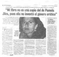 "Mi libro no es una copia del de Pamela Jiles, pues ella no inventó el género erótico" (entrevistas)