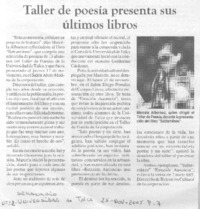 Taller de poesía presenta sus últimos libros