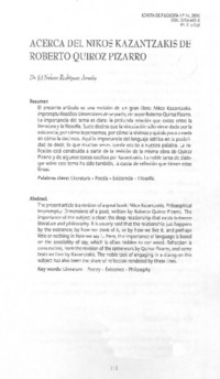 Acerca de Nikos Kazantzakis de Roberto Quiroz Pizarro