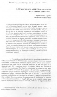 Los Discursos sobre lo aborigen en Gabriela Mistral