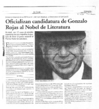 Oficializan candidatura de Gonzalo Rojas al Nobel de Literatura