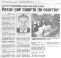 Pesar por muerte de escritor