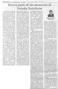 Tercera parte de las memorias de Volodia Teitelboim