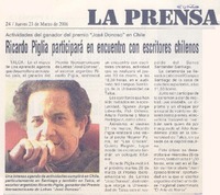 Ricardo Piglia participará en encuentro con escritores chilenos