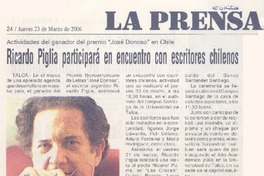 Ricardo Piglia participará en encuentro con escritores chilenos