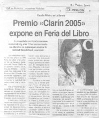 Premio "Clarin 2005" expone en Feria del Libro