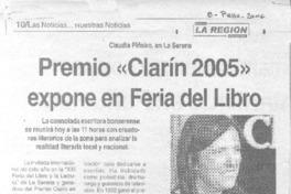 Premio "Clarin 2005" expone en Feria del Libro