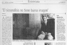 El sicoanálisis no tiene buena imagen : [entrevista]