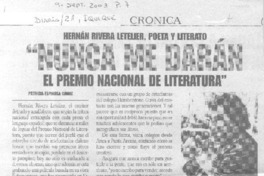 Hernán Rivera Letelier, poeta y literato "Nunca me darán el premio nacional de literatura" (entrevistas)