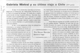 Gabriela Mistral y su último viaje a Chile (XIV parte)