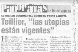 Teillier, "las utopías están vigentes"