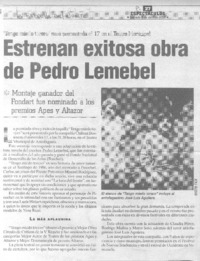 Estrenan exitosa obra de Pedro Lemebel.