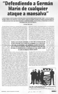 "Defendiendo a Germán Marín de cualquier ataque a mansalva"