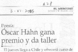 Óscar Hahn gana premio y da taller