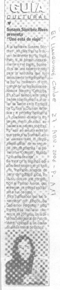 Susana Sánchez Rivas presenta "Uno está de viaje"