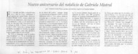 Nuevo aniversario del natalicio de Gabriela Mistral