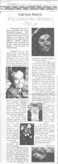Gabriela Mistral Die Weibliche Stimme Chiles