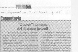 "Querer": teorema del desamor juvenil