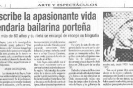 Libro describe la apasionante vida de legendaria bailarina porteña