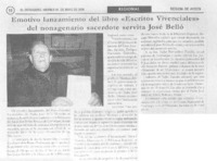 Emotivo lanzamiento del libro "Escritos vivenciales" del nonagenario sacerdote servita José Bello