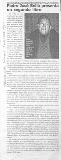 Padre José Bello presenta un segundo libro