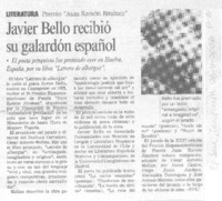 Javier Bello recibió su galardón español