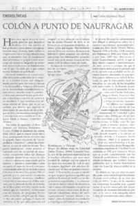 Colón a punto de naufragar