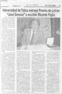 Universidad de Talca entrego Premio de Letras "José Donoso" a escritor Ricardo Piglia
