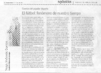 El futbol : fenómejno de nuestro tiempo