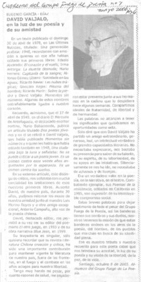 David Valjalo, en la luz de su poesía y de su amistad